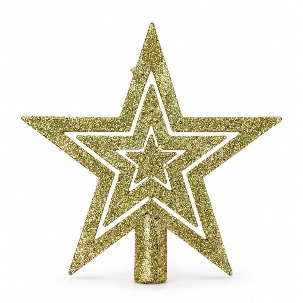 Estrela Ponteira Para Árvore De Natal com Glitter Vazada