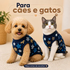 Roupa Pet Cachorro e Gato Super soft Frio Inverno Porte Pequeno Médio e Grande Quentinha e Macia