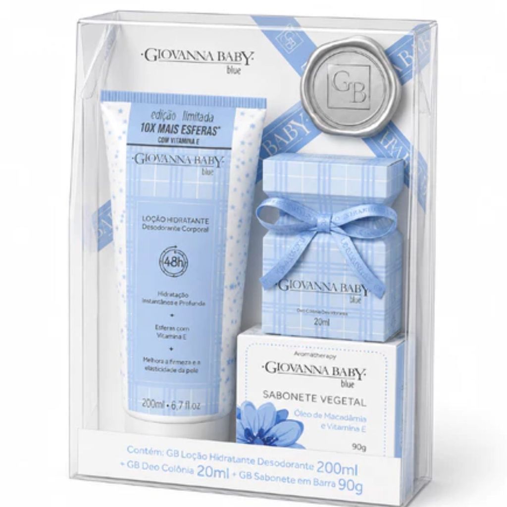 Giovanna Baby Kit Blue Hidratante 200ml + Colônia 20ml + 90g