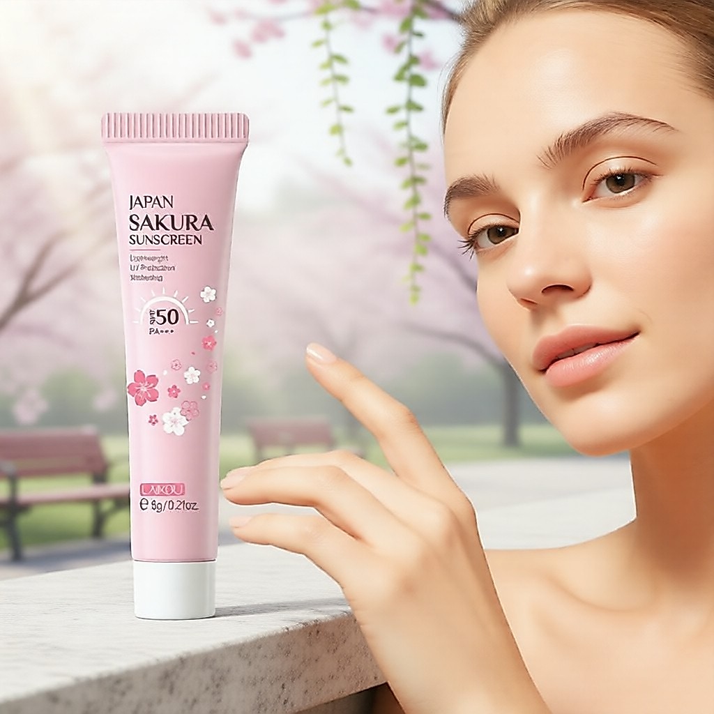 LAIKOU Protetor Solar Sakura 8 g, FPS 50 PA+++, à prova d'água e de longa duração, para rosto e corpo