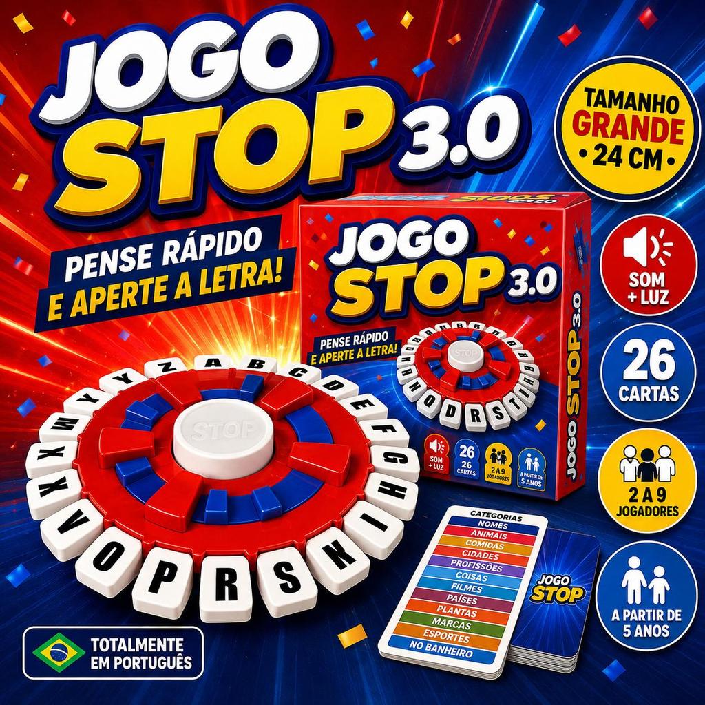 Jogo Stop Tapple de Tabuleiro em Português com Temporizador