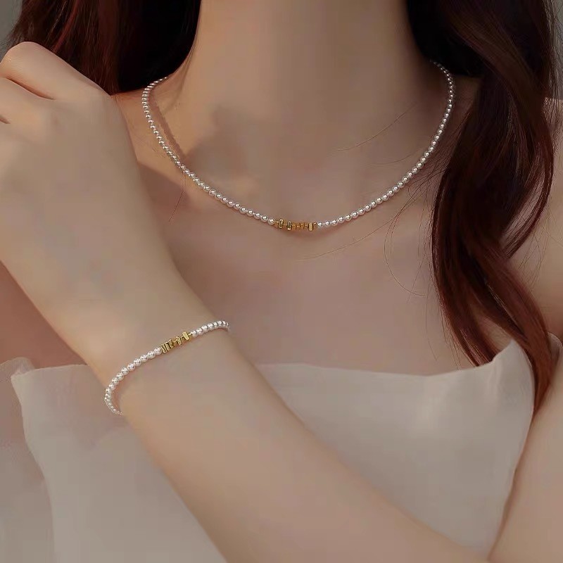 Quebrado prata grau fino 3mm Xiaomi pérola colar feminino temperamento All-Match colar quebrado prata pérola clavícula c