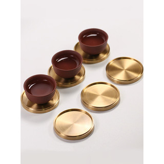 Porta-copos de chá de latão, pires de cobre puro, suporte de copo amarelo dourado, Base redonda para xícara de chá, aces