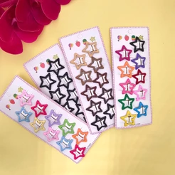 Kit Presilhas Tique-Taque Infantil Meninas Estrela Acessório de Cabelo e cores sortidas Cartela com 10unidades T-819
