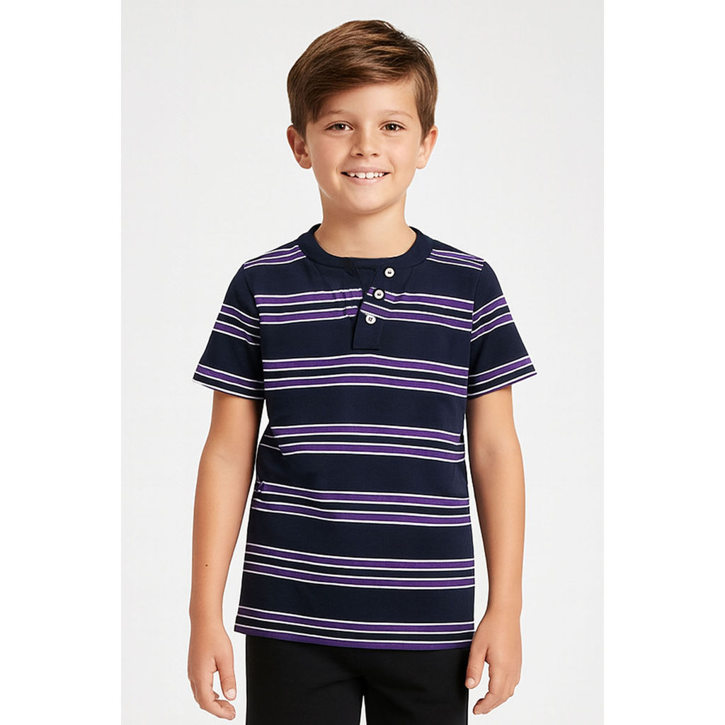 Camiseta Infantil Menino Listrada Peitilho Elian Preto