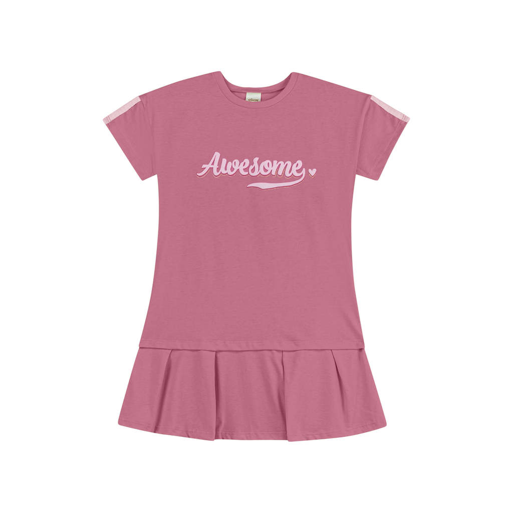 Vestido Infantil Menina Estampa Relevo Elian Rosa