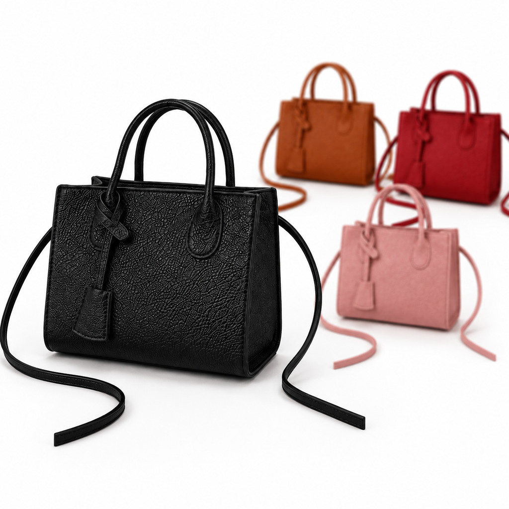 Bolsa Feminina Pequena Estruturada Transversal com Alça de Mão