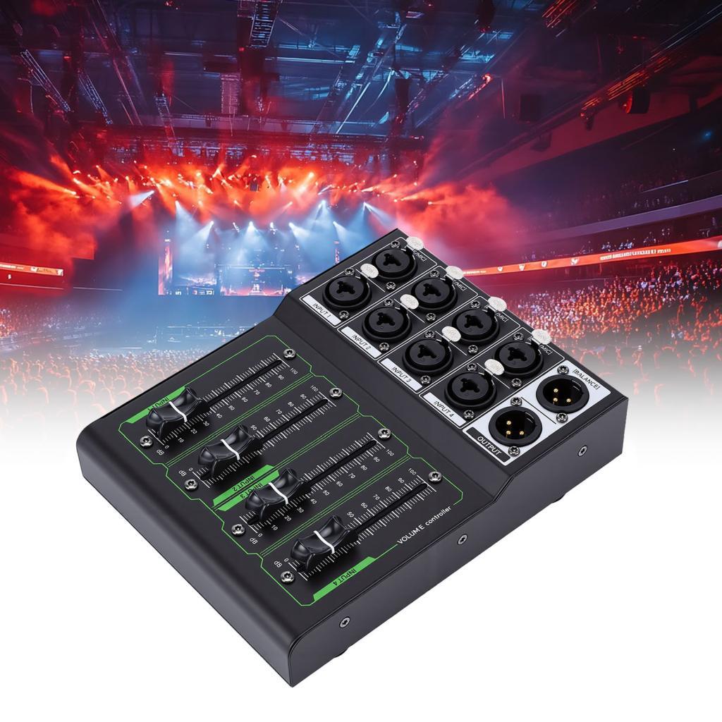 Controlador de volume passivo metal 4 entrada 1 saída xlr ajustador de nível de som para estúdio doméstico plug and play