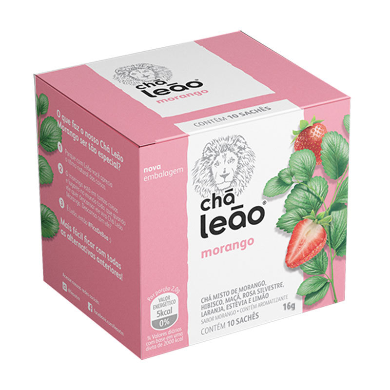 Chá Morango envelopado com 10 unidades Leão