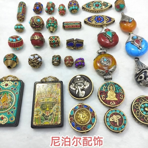 Nepal acessórios nepal artesanato cobre incrustado com contas Wenwan pulseira acessórios diy acessórios ébano Thangka