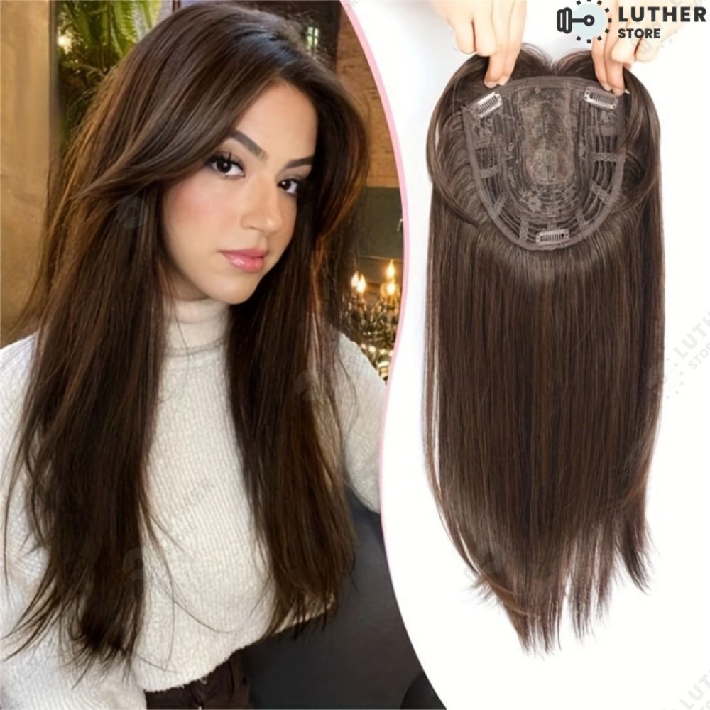 Toppers De Cabelo De 45 Cm Com Franja Para Mulheres Fibra Orgânica Queda-LU