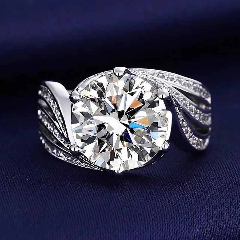 Diamante país Henan diamante mercadoria Hill 2026 novo estilo luz luxo 5 quilates anel feminino carbono diamante anel ab