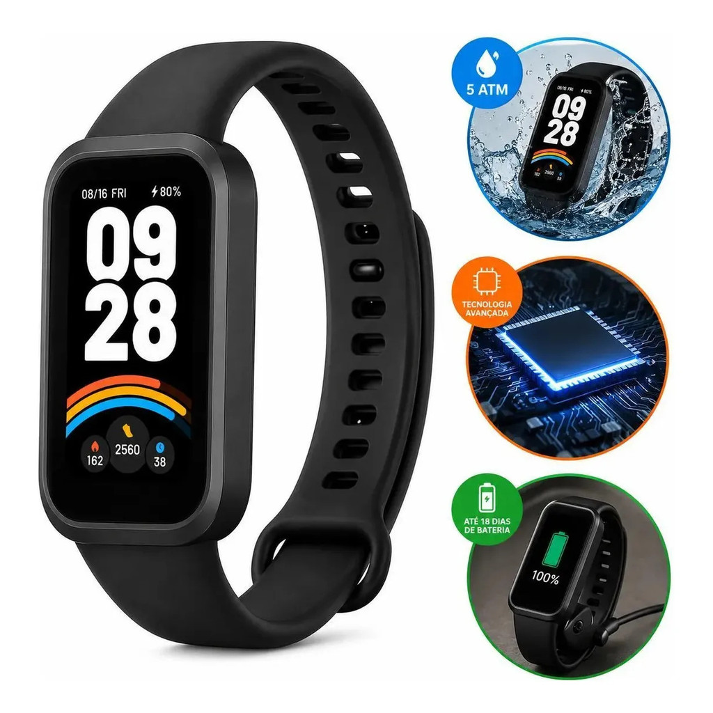 Relógio Smartwatch Xiaomi Smart Band Mi Band 9 ActiveVersão Global resistente a