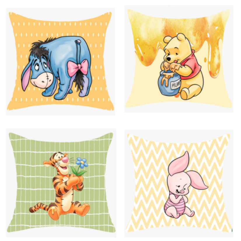 Capa de Almofada Decorativa Ursinho Pooh 42x42 Quarto Bebê Infantil