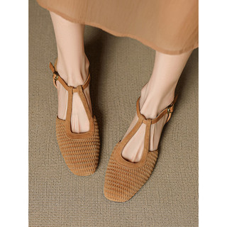 2026 verão novo estilo bonito tecido Flip couro Toe sandálias femininas combinando saia Retro cinta plana salto grosso o
