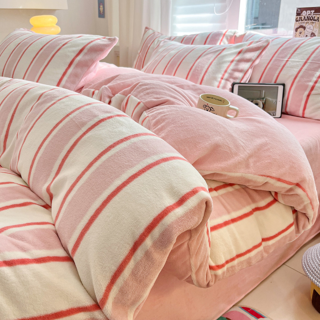 Inverno novo estilo leite velo cama conjunto de quatro peças Coral velo colcha capa folha flanela velo cama conjunto de 