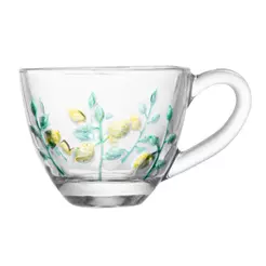 Xícara de Chá com Pires Siciliano Hand Painting 180ml Cristal Ecológico Lyor para Mesa Posta Cozinha Sala Presente Ideal