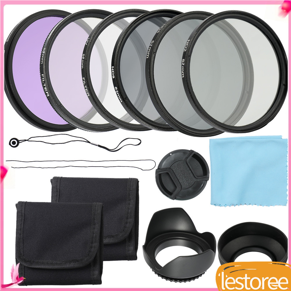 Lestoree.br Kit de filtros de lente de 58 mm UV CPL FLD ND Conjunto de filtros Acessórios de câmera profissionais com