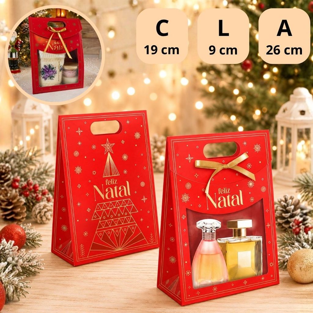 10 SACOLA MALETA C/ VISOR E FITA 19X9X26 BRILHOS DE NATAL 6227 ( NATAL IDEIA 2026 ) — imagem 2 de 2