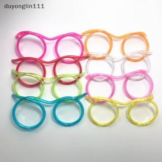 (duyonglin111) 10 PCS Óculos Divertidos Reutilizáveis Coloridos Canudos Para Beber Material Seguro De Qualidade Alimenta