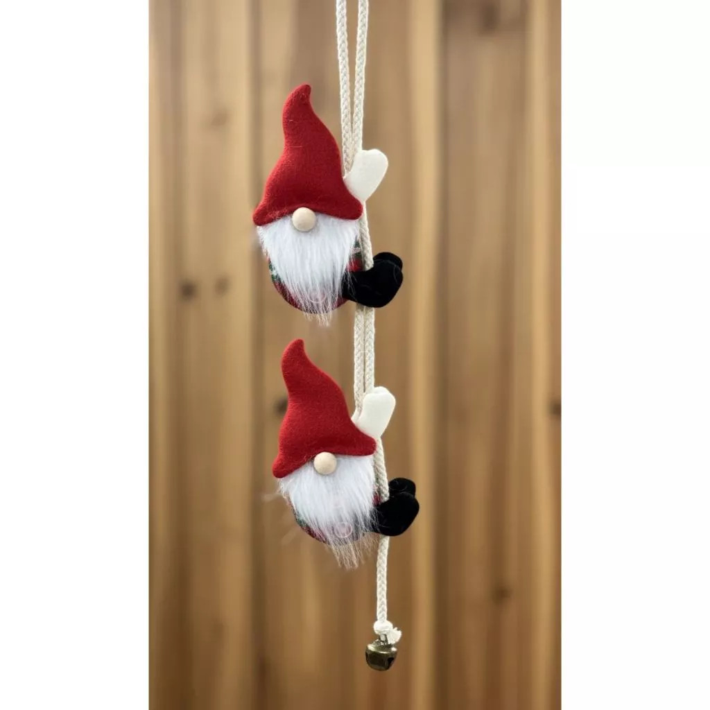 Enfeite de Porta Gnomos Nórdicos Natalinos com Guizo/Papai Noel/Natal