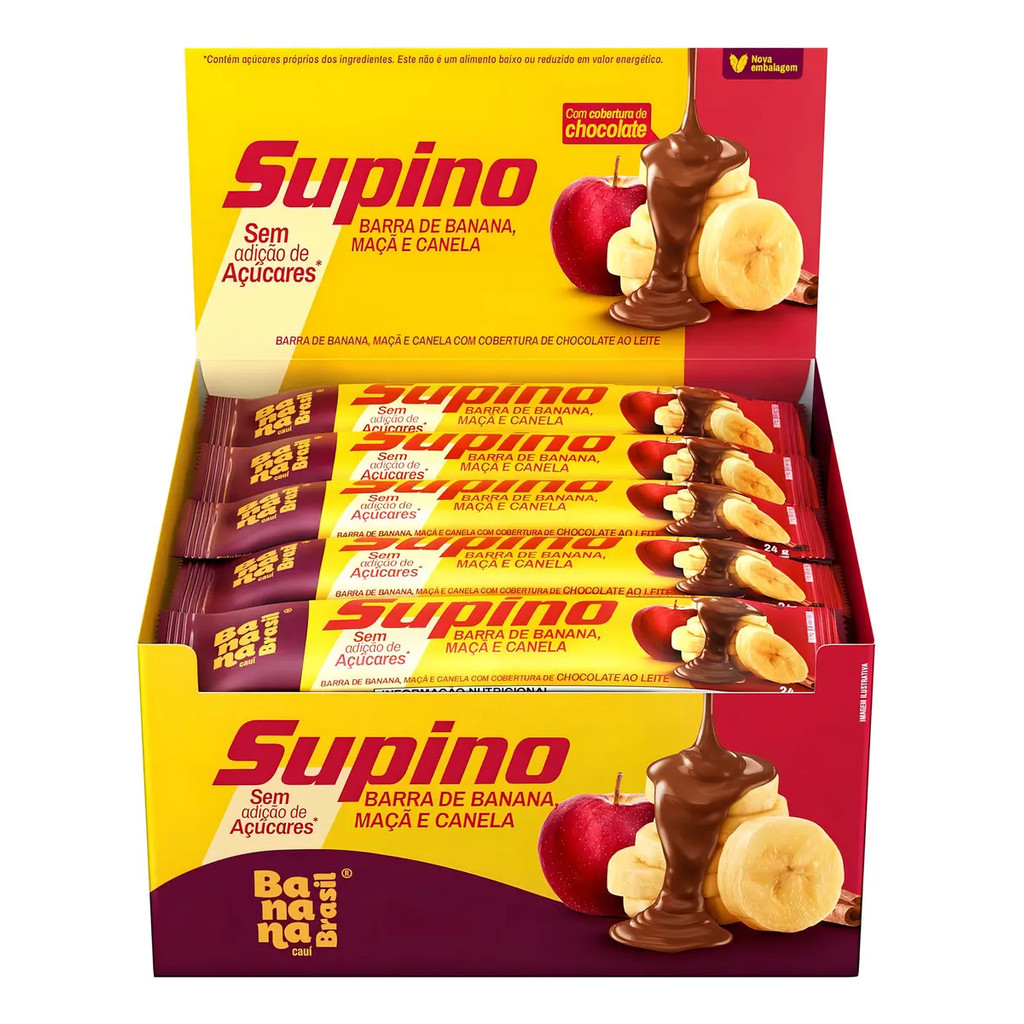 Barra Supino Frutas Zero Banana Maça E Canela 20 Unidade 24g