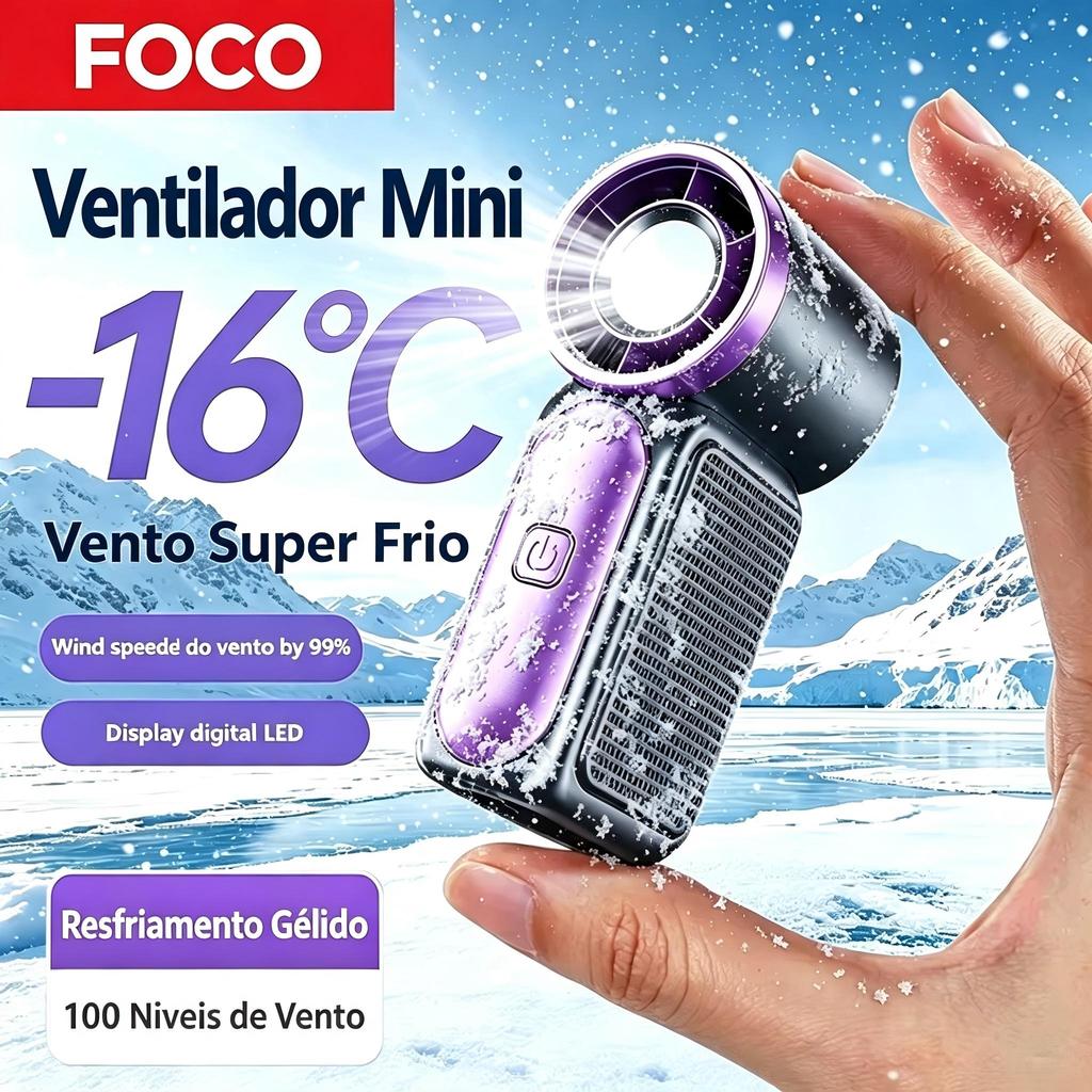 Ventilador Portátil Mini Recarregável USB, Turbo Silencioso, Ventilador de Bolso para Viagens ao Ar Livre
