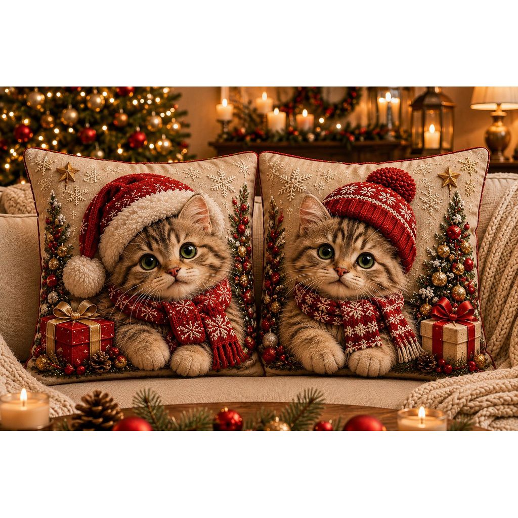 KIT 2 CAPAS DE ALMOFADAS DECORATIVAS NATAL PET BICHOS FELIZ NATAL LANÇAMENTO 2026