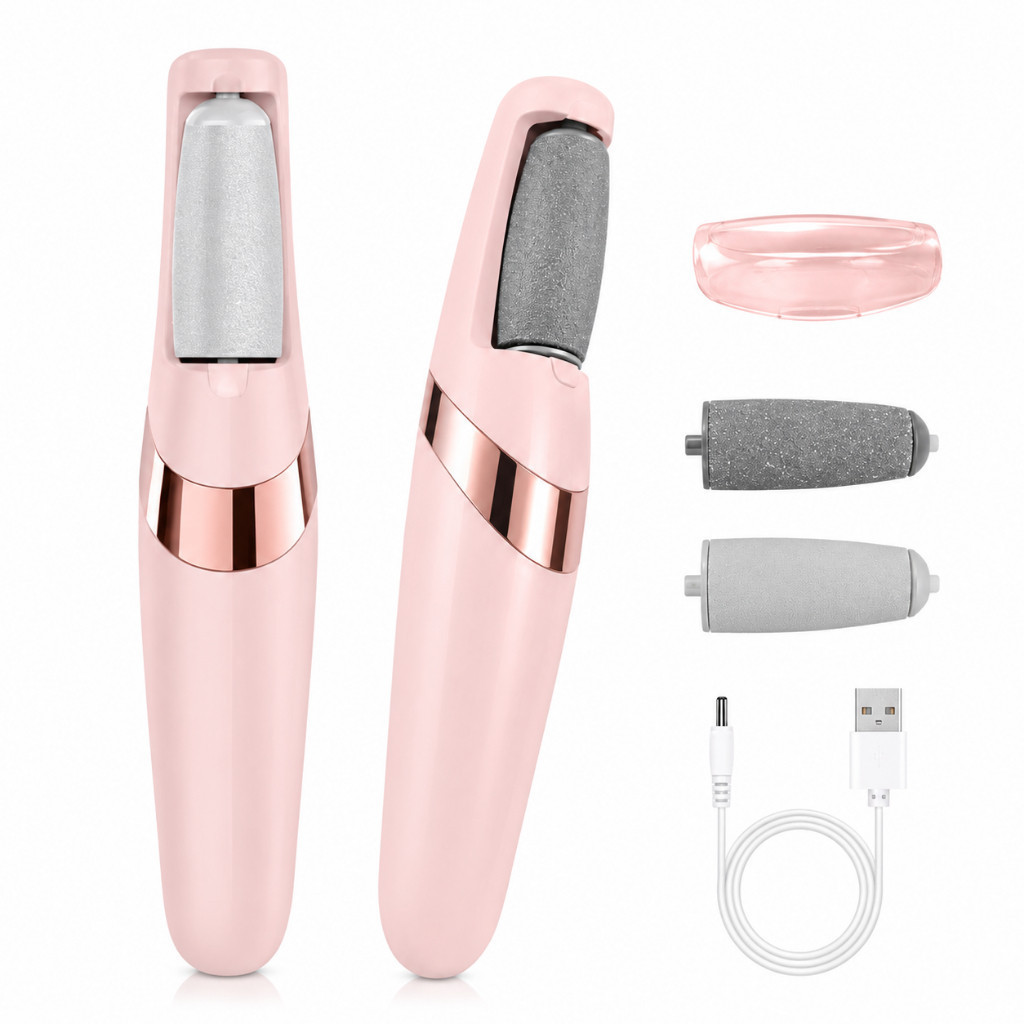Removedor De Calos De Arquivo De Pé Elétrico USB Recarregável Portátil Esfoliante De Pedicure Com Luz E 2 Rolos