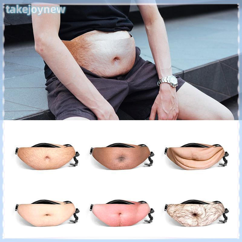 [takejoynewBR] Engraçado Pop Dad Bod Money Belt Bag Homens Bolsas De Viagem Cor De Carne Criativo Fanny Pack Cerveja Gor — imagem 2 de 2