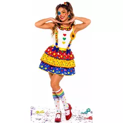 Fantasia Adulta Feminina Palhacinha de Circo Divertida pra Festa Carnaval e Halloween