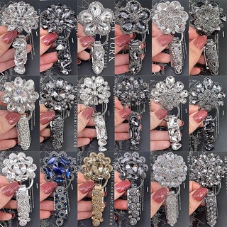 Fivela de pele vison Duckbill botão diamante-cravejado feminino par botão decorativo casaco colar botão strass High-End