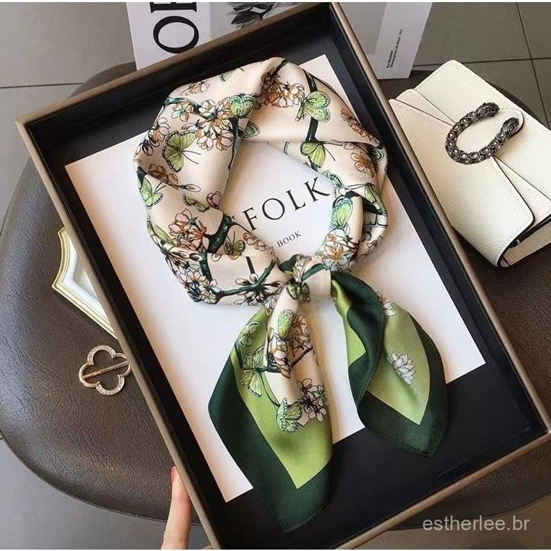 Novo Lenço De Moda Cachecol 70CM (27,55 Polegadas) Cabelo Impresso Feminino Quadrado De Seda