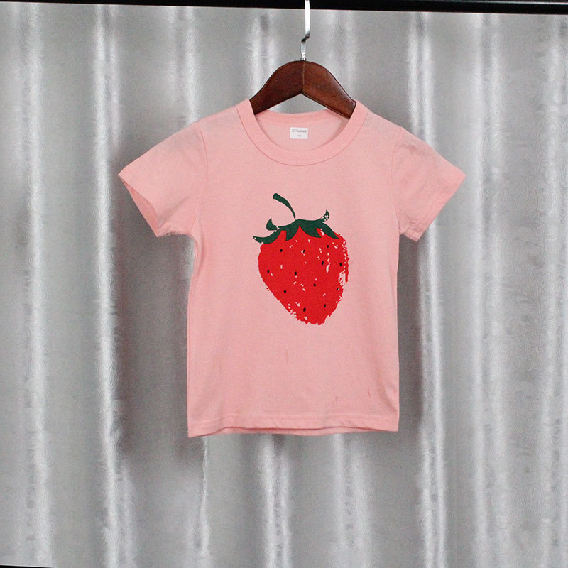 Verão novos produtos meninas impresso dos desenhos animados frutas puro algodão respirável pequeno médio crianças confor