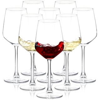 Conjunto de 8 taças de vinho SHYRC, taças transparentes de 12 onças para vinho tinto/branco, taças de vinho com haste lo