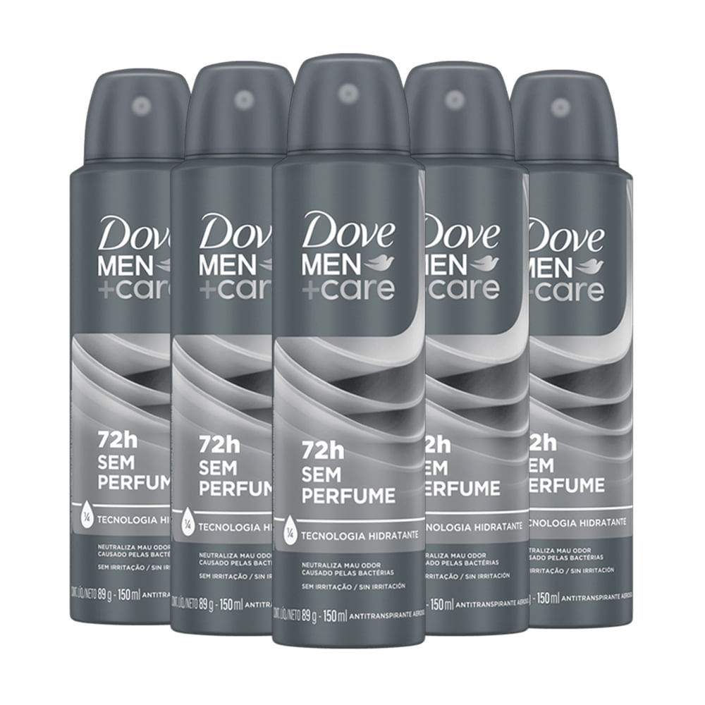 Kit Desodorante Aerosol Dove Men Sem Perfume 150ml - 5 unidades