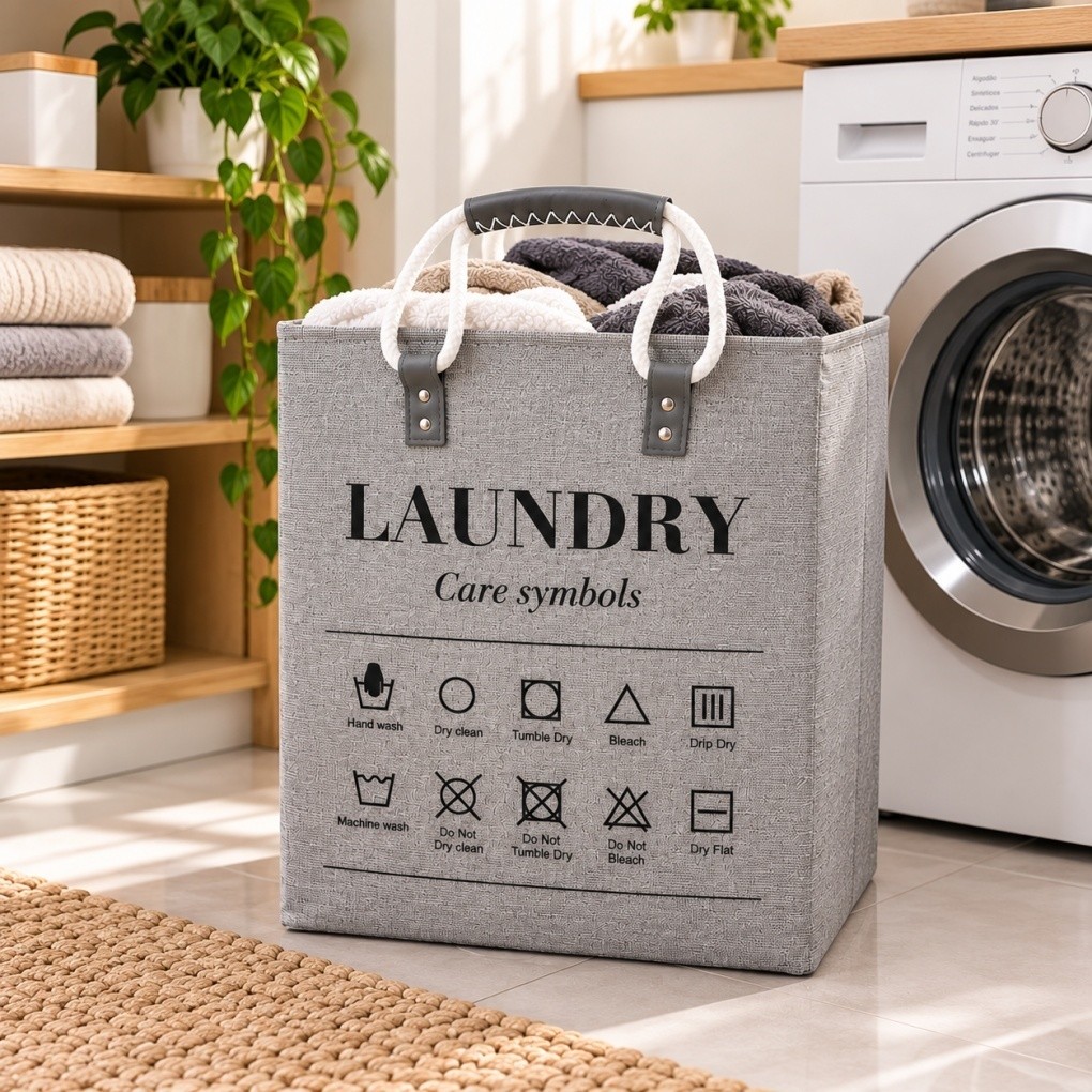 Cesto Organizador de Roupa Suja Grande | Multiuso com Alças | Lavanderia, Quarto, Banheiro | Praticidade e organização