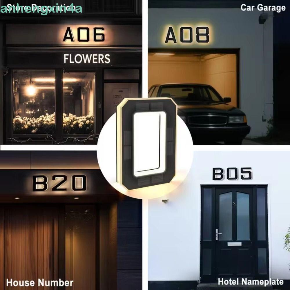 Luz De Números De Casa Com Iluminação Solar ANHENGXIN , Exterior Iluminado Sem Fiação LED Placa De Número