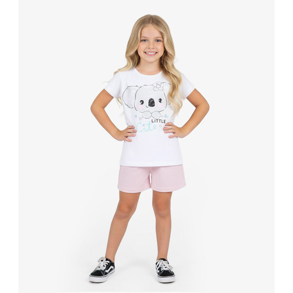 Conjunto Infantil Curto Verão Menina Select Branco
