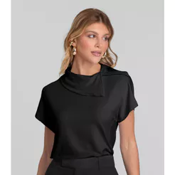 Blusa Feminina Com Gola Diferenciada Dianna Preto