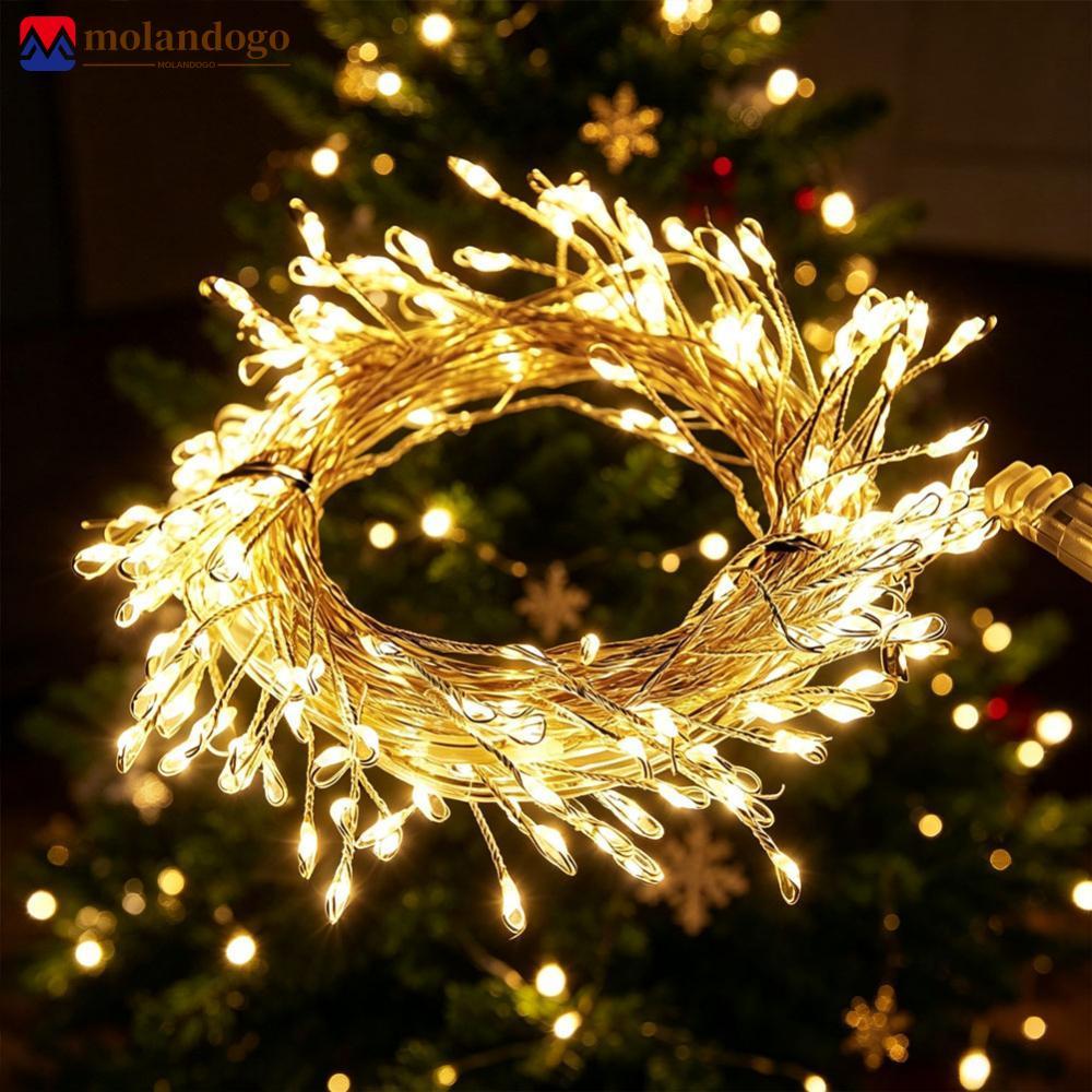 Milandogo 1.5M/3M/6M/9M LED Fio De Cobre Luzes De Corda De Fogos De Artifício Verde/Prata Caixa De Bateria À Prova D'águ