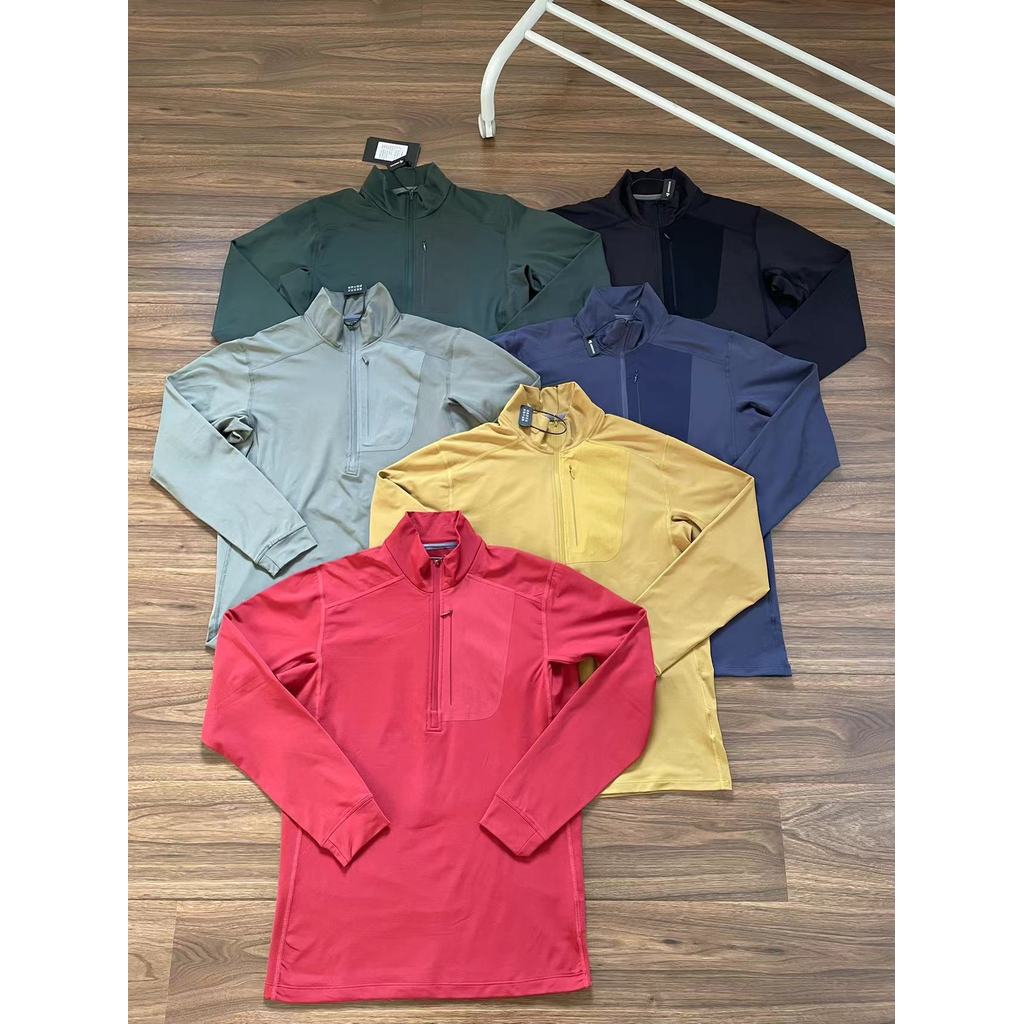 Outono inverno caminhadas ao ar livre à prova de vento quente camisa de fundo correndo esportes lazer meio zíper gola ja
