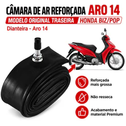 Camara Ar Roda 14 Moto Modelo Honda Biz 100 125 POP Traseiro Shineray Jet Phoenix Camera Premium