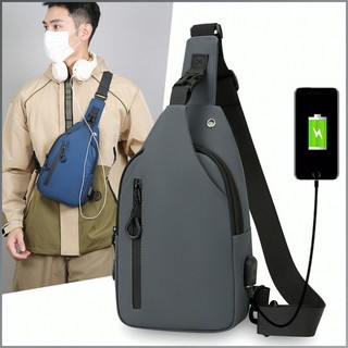 [Resistente à Água] Novo Bolsa de Peito Masculina - Bolsa de Ombro com USB/Anti-Água/Moda