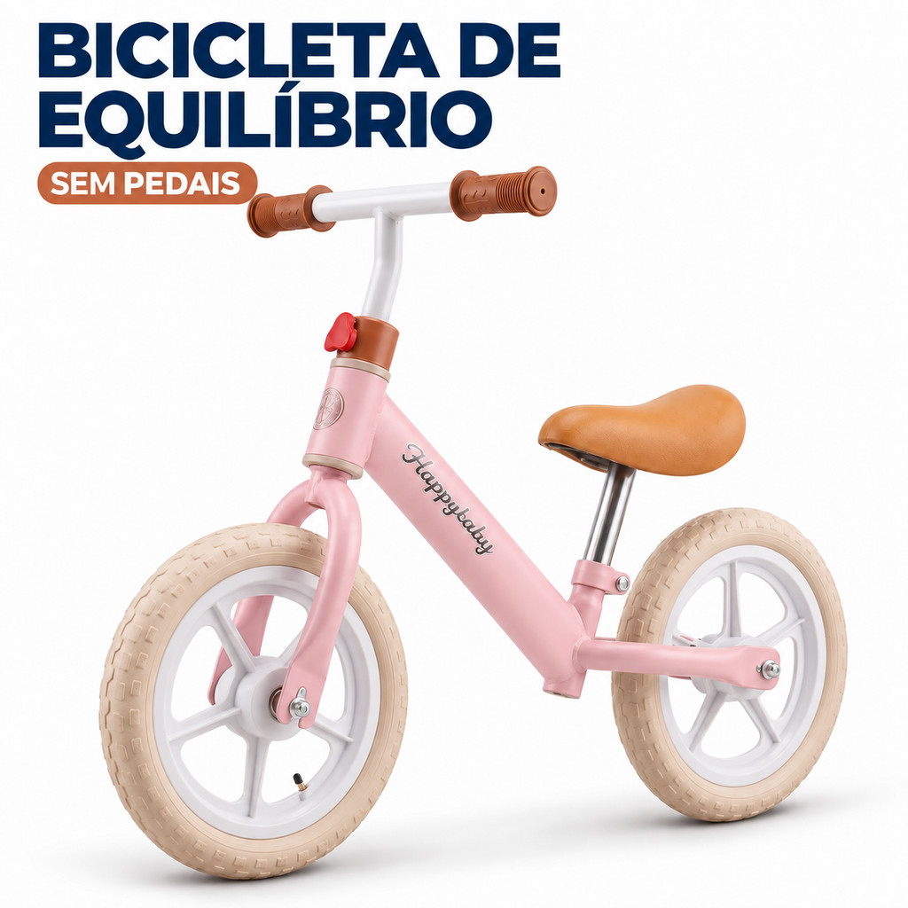 Bicicleta de Equilíbrio Rosa e Azul Infantil sem Pedal Bike de Treinamento para Crianças Desenvolve Equilíbrio