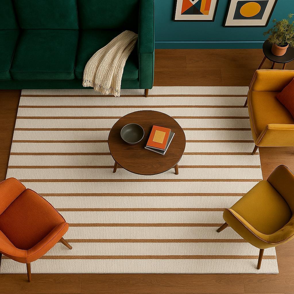 Tapete Sala Mandacaru 1,40mX2,00m de Sala Algodão Cru Caramelo Palha Decorativo Nude Claro Top