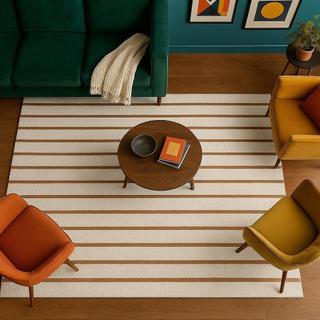 Tapete Sala Mandacaru 1,40mX2,00m de Sala Algodão Cru Caramelo Palha Decorativo Nude Claro Top