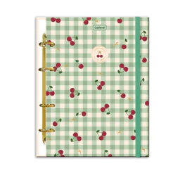 Caderno Argolado Colegial 80fls Cherry Lovers - CADERSIL Capa:Xadrez Verde