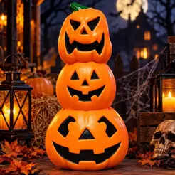 Enfeite De Halloween Trio Aboboras Assustadoras Premium Plástico Decoração Realista Jardim Hall Jack-o'-lanterns