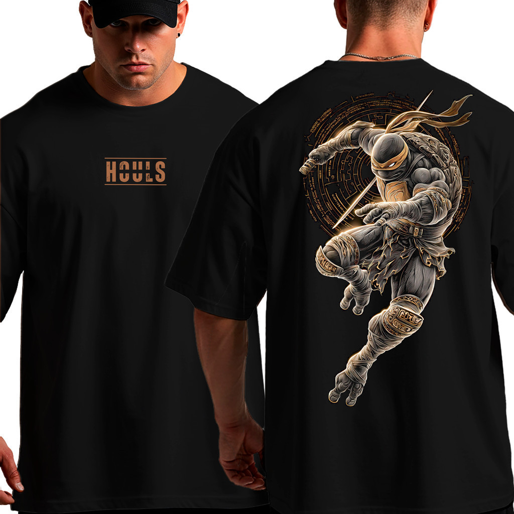 [Camiseta Premium em Algodão Puro]VOR Camiseta Oversized Tartarugas Ninjas Musculação Larga Algodão Treino Academia 0406